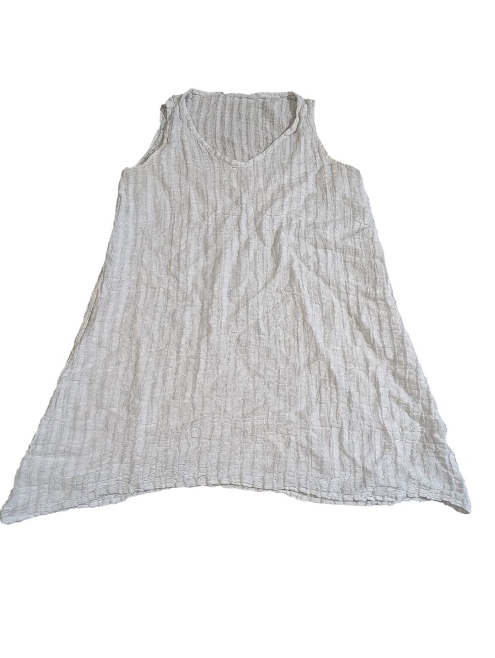 FLAX Tank Top Women's Size M White 100% Linen Tunic V-Neck Relaxed Fit